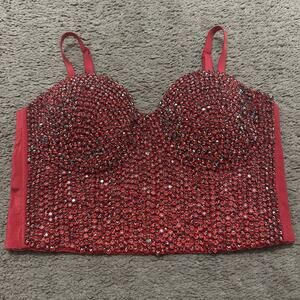 Windsor Embellished Corset Top Cropped Bustier Red Size Small W Tags *READ